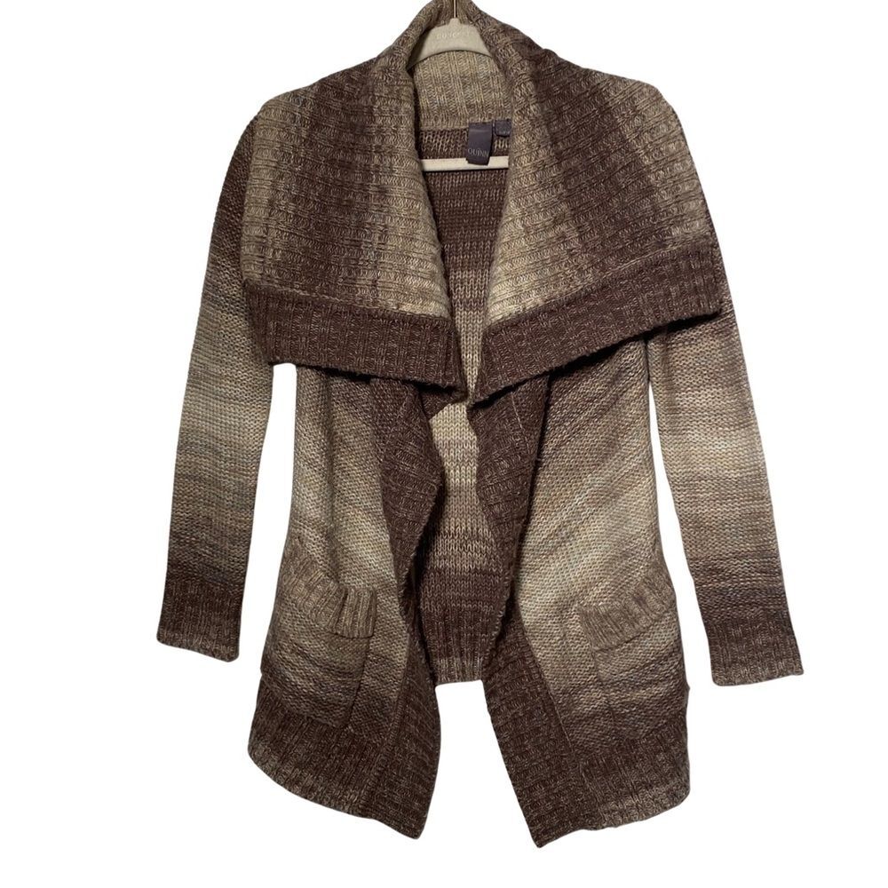 Quinn Brown Ombre Waterfall Cardigan Sweater Open Front Size S Petite